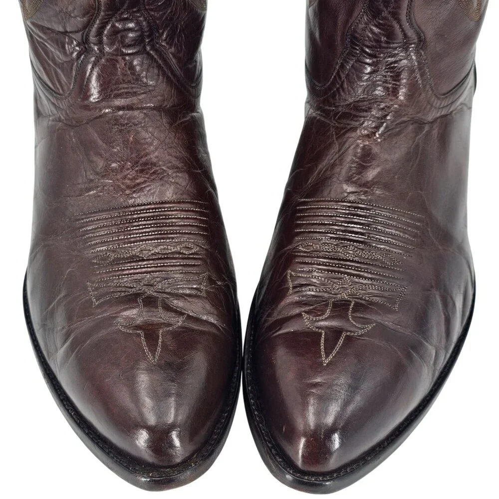 Tres Outlaws Falconhead Mens sz 15 Dark Brown Leather Custom Cowboy Western Boot - Picture 2 of 16